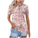 thumbnail image 1 of Blusas para las Mujeres Impresión Casual Manga Corta Turndown Collar Botón Superior, Tops Cortos para las Mujeres, 1 of 5
