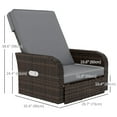 thumbnail image 3 of Outsunny Wicker Swivel Chair w/ Cushion, Patio Recliner Chair, Grey, 3 of 10