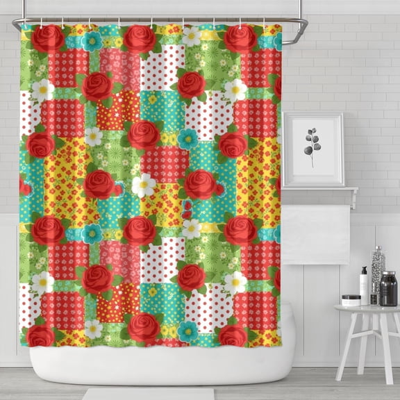 Pioneer Flower Floral Print Pattern Shower Curtain 84"x72", Bathroom Decorative Shower Curtain Set with 12 Hooks, Waterproof Washable