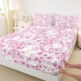 thumbnail image 3 of Manfei Teens Pink Flowers Twin Sheet Sets 3pcs,Spring Garden Twin Fitted Sheet Microfiber,Cherry Blossom Breathable Flat Sheet,Breathable Home Decor, 3 of 7