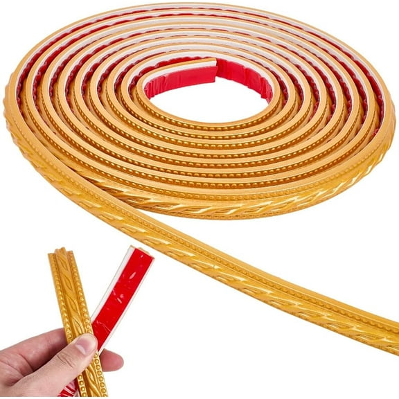 16.4ft x 0.8inch Golden Flexible Molding Trim Wall Trim Self-Adhesive Decorative Strip Peel and Stick Trim Wall Molding Trim for Walls Chair Rail Panel Moulding for Tile Edge Mirror Frame