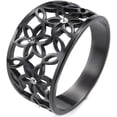 thumbnail image 2 of Stainless Steel Carved Flower Pattern Promise Wedding Statement Cocktail Party Ring, 2 of 2