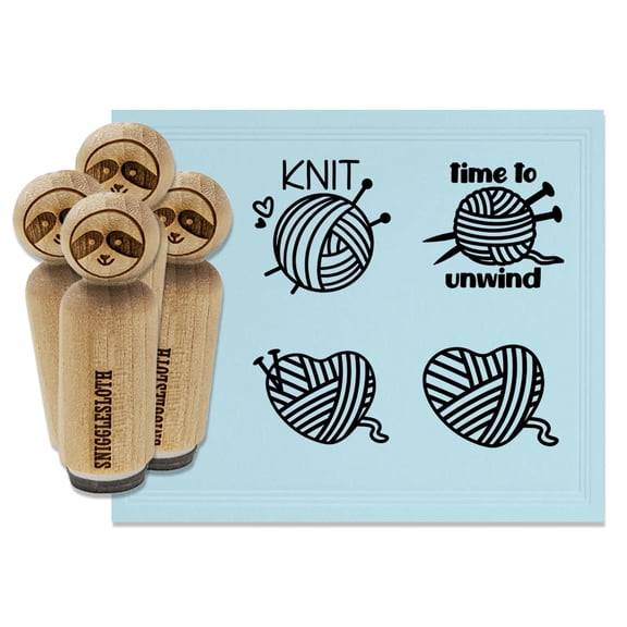 Knitting Knit Ball Heart of Yarn Rubber Stamp Set for Scrapbooking Crafting Stamping - Mini 1/2 Inch