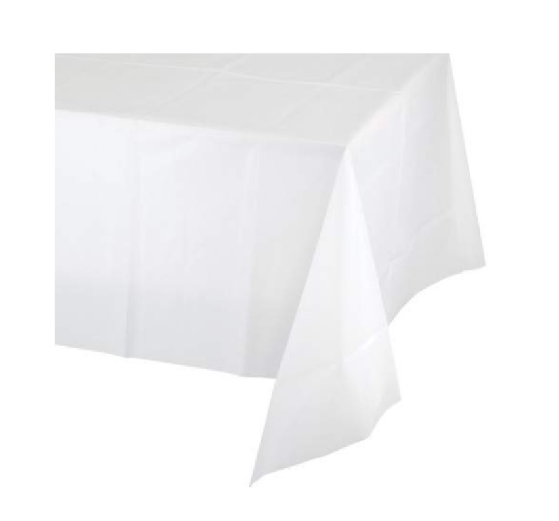 (12 pack) White Plastic Tablecloth Disposable Rectangle Table Cover