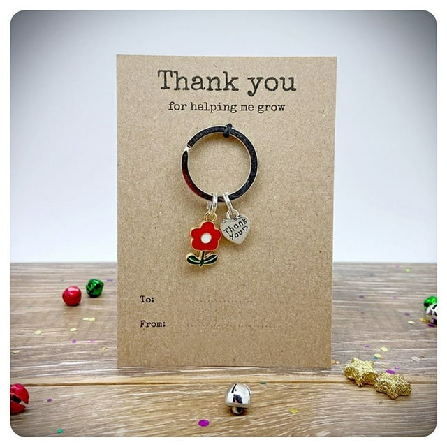 Vaidha Thank You For Helping Me Teacher Appreciation Keychain | Floral Design with Inspirational Card | Gift for Educators & School Staff | 11.5x9.5cm