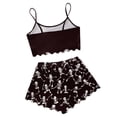 thumbnail image 4 of MEZZALL Pajama Sets Women Sleeveless Crop Tank Tops with Elastic Waist Shorts Halloween Skeleton Print Comfortable Home Wear Nightwear, 4 of 5