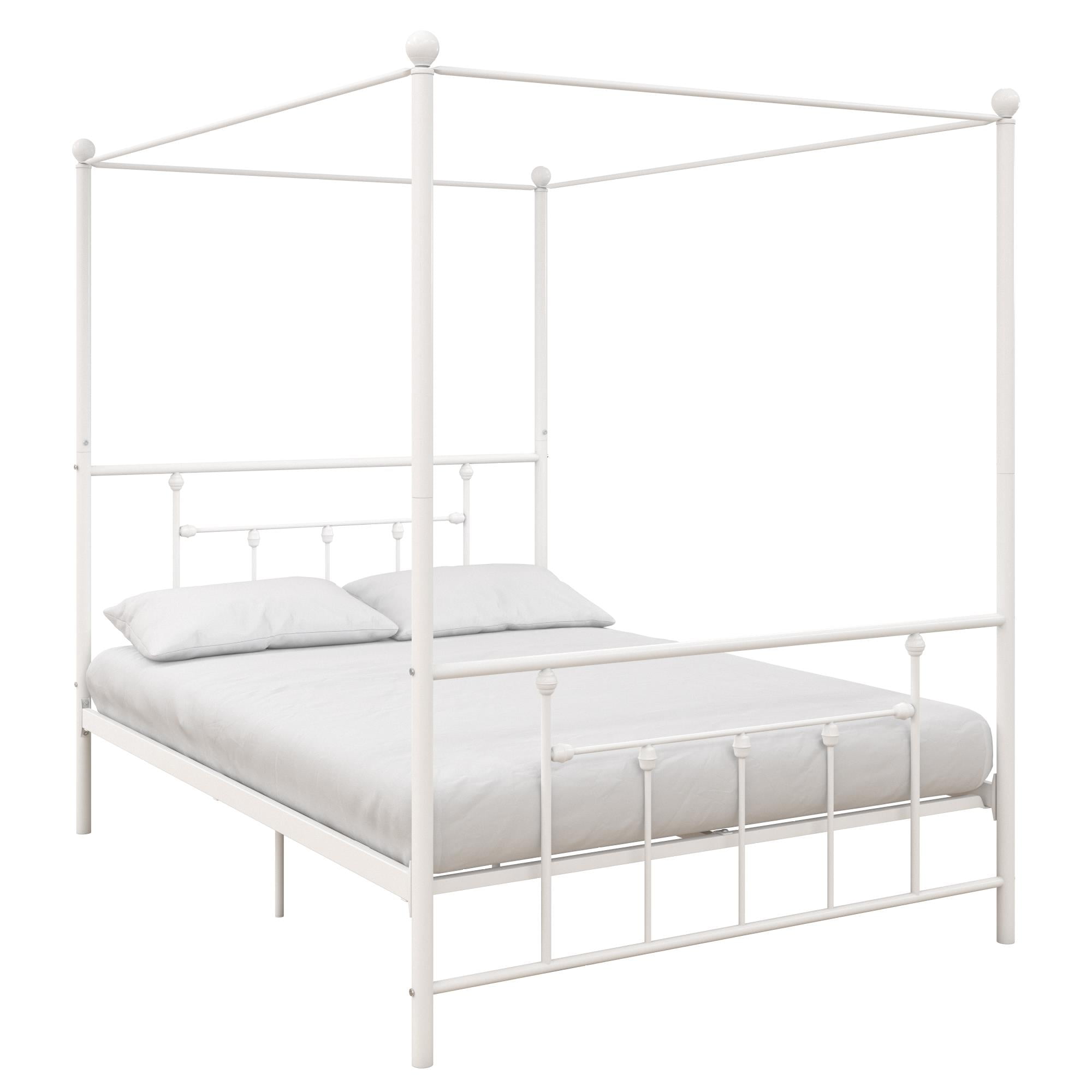 Photo 1 of DHP Manila Metal Canopy Bed, Queen Size Frame, White