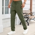 thumbnail image 4 of asjyhkr Cotton Linen Pants for Men Button With Pocket Stretch Drawstring Moisture Wicking Street Fashion Lightweight Full-Length Pants, 4 of 7