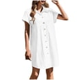 thumbnail image 5 of OSOLU Solid Color Women Long Button Up Linen Shirt Dress With Short Sleeves Summer Beach Cover Up Lightweight Breathable Stylish Sundress Dresses For Women 2025 Elegant Classy, 5 of 9