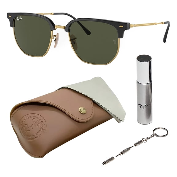 Ray-Ban RB4416F Square-Round Shaped Non-Polarized Sunglasses for Men & Women - Includes Official RAYBAN Eyewear Kit - Ideal Formal & Casual Wear Sunglasses - Green Lens