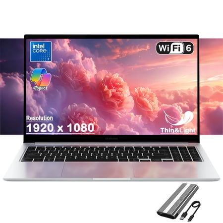 Samsung Galaxy Book4 Business Laptop, 15.6" FHD LED Display, Intel 10-core 7 150U, Copilot AI PC, Long-Lasting Battery, Backlit Keyboard, Fingerprint , Windows 11H, w/128GB PSD