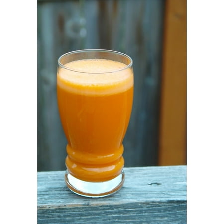 Canvas Print Glass Carrot Juice Outside Deck Health Cup Wood Stretched Canvas 10 x