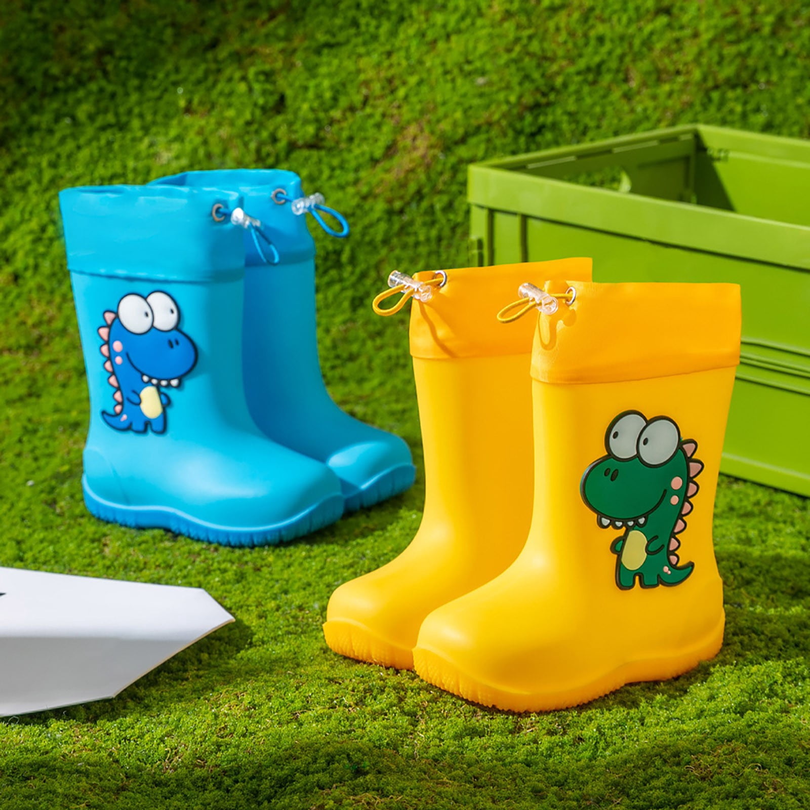 Rain Boots for Kids Children Elastic Lightweight Rain Boots Textured Soles Non Waterproof Puddle Boots Rain Boots for Boys Sky Blue 3.5 Years-4 Years