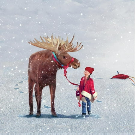 Best Friends Moose Child Whimsical Figurative Animal Art Print Wall Art By Nancy (Nancy Drew's Best Friend)