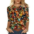 thumbnail image 3 of Pxxlle Mardi Gras Shirts Women New Orleans Party Shirts Plus Size 3/4 Sleeve T Shirts Loose Fit Crewneck Fat Tuesday Tops Size S, 3 of 9