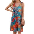 thumbnail image 3 of BRGZLK Summer Dresses for Women 2026 Casual Fashion Hawaiian Print V Neck Sleeveless Loose Breathable Tank Dress Vacation Beach Swim Coverup Sundress with Pockets Red M, 3 of 6