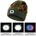 thumbnail image 3 of Morttic Unisex Beanie Hat with LED Light,Camouflage Print Plush Knitting Hats Rechargeable Headlamp Warm Hap for Outdoor Running Warning, Brown, 3 of 6