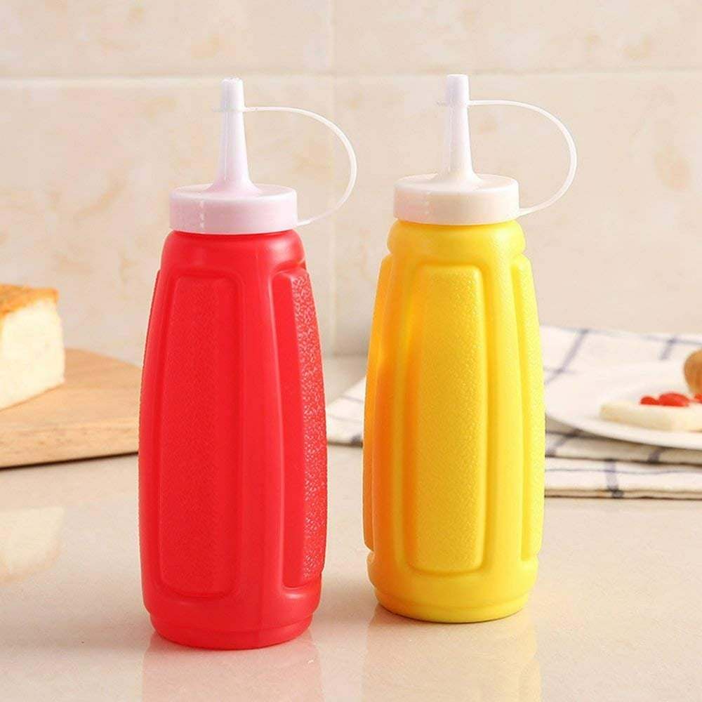 KETCHUP AND MUSTARD PLASTIC Condiment BOTTLES (SET OF TWO) 12oz