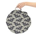 thumbnail image 2 of Halloween Round Floor Cushion with Handle, Bat Zentangle Horror Bats Spider Nets Repetitive Monochrome Print, Decorative Pillow for Living Room & Dorms, 18" Round, Dark Night Blue Cream, by Ambesonne, 2 of 4