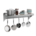thumbnail image 1 of Bingirl Stainless Steel Shelf Pot Rack, Wall Mounted Shelf with Hooks, 220 lb Capacity Commercial Shelves Metal Shelving, Cookware Organization Storage Rack, 1 of 9