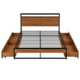 thumbnail image 3 of Sesslife Metal Bed Frame Queen Size with 4 Drawers, Black Platform with Sockets, USB Ports, Sturdy Steel Slat Support, Victorian Style Mattress Foundation, Iron Bed Frame for Bedroom, 3 of 10