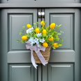 thumbnail image 4 of Easter Spring Wreath on The Outdoor Front Door Welcomes Summer Flowers, Weather Proof Green Year-round Wreath, Home, Rural Outdoor Interior Decoration Home Decor Gifts, 4 of 5