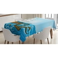 thumbnail image 1 of Ambesonne Ocean Tablecloth Rectangular Table Cover, Ship in Waves and Kraken, 60"x84", Blue Brown, 1 of 3