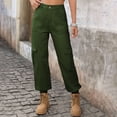 thumbnail image 4 of Jeans for Women Casual Lightweight Elastic Waist Stretchy Pants Summer Trouses with Pockets Army Green XXL, 4 of 7