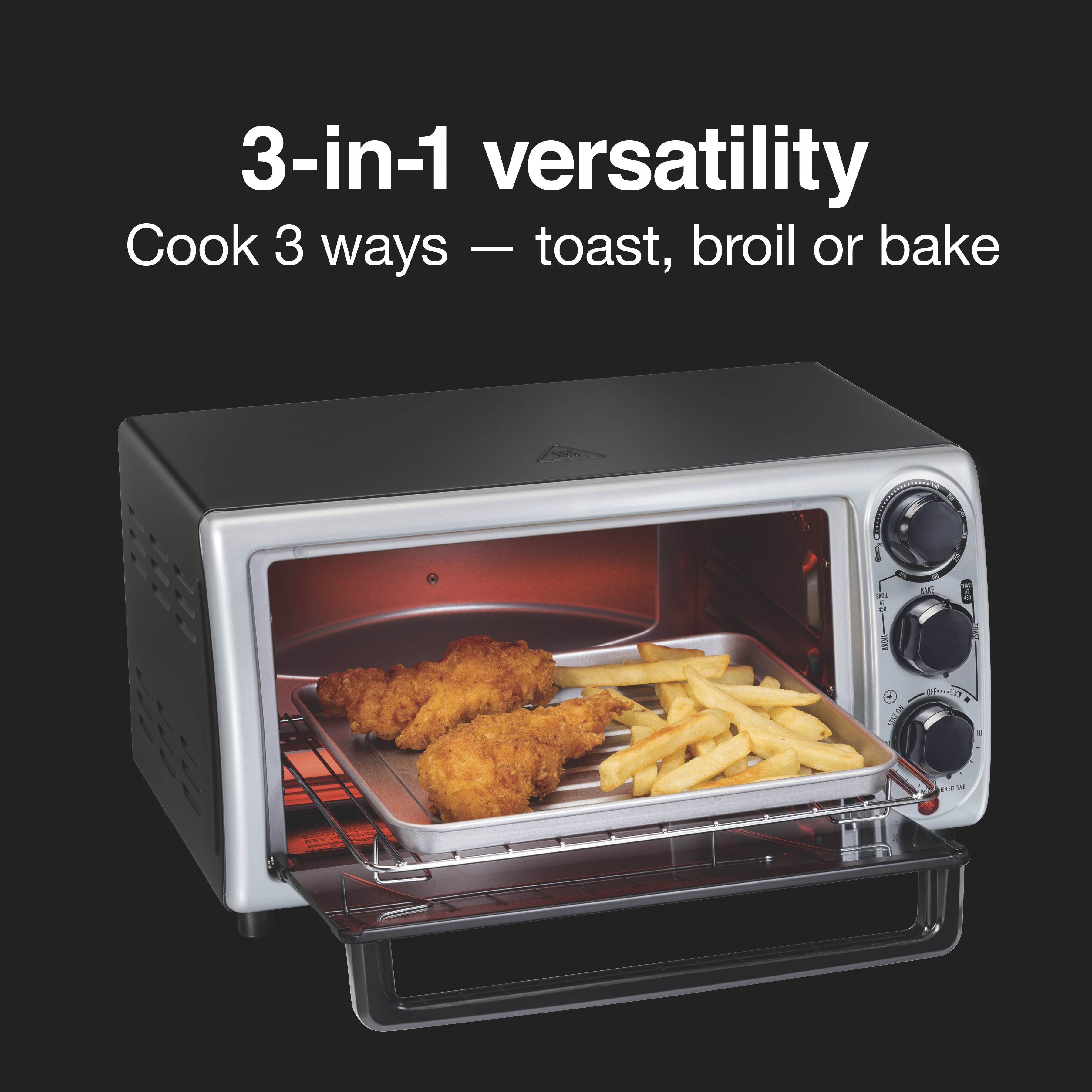 Proctor Silex Simply-Crisp Toaster Oven Air Fryer Combo with 4 Functions  Including Convection, Bake & Broil, Fits 4 Slices or 12” Pizza, Auto  Shutoff