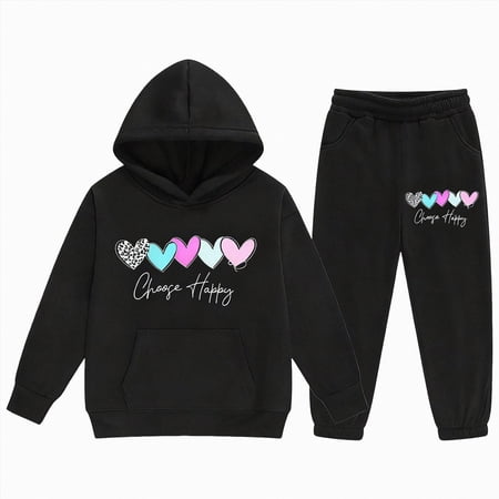 2-3 Years Toddler Baby Girl Outfits Toddler Long Sleeve Print Sweatshirt and Pants Two Piece Set Fall Winter Casual Clothing