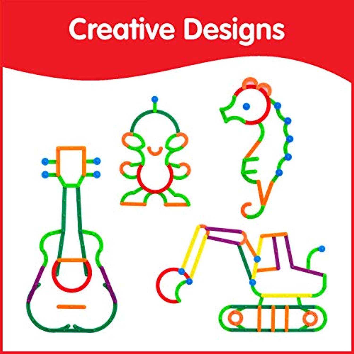 edxeducation GeoStix Letter Construction Set - 200 Connecting Sticks - 50 Activities