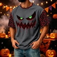 thumbnail image 5 of IAJDKMEK Men's Halloween Corduroy T-Shirt - Short Sleeve Round Neck Letter Print, Casual Shirts for Men, Lightweight Graphic Tee for Daily & Party,Dark Gray 3XL, 5 of 8