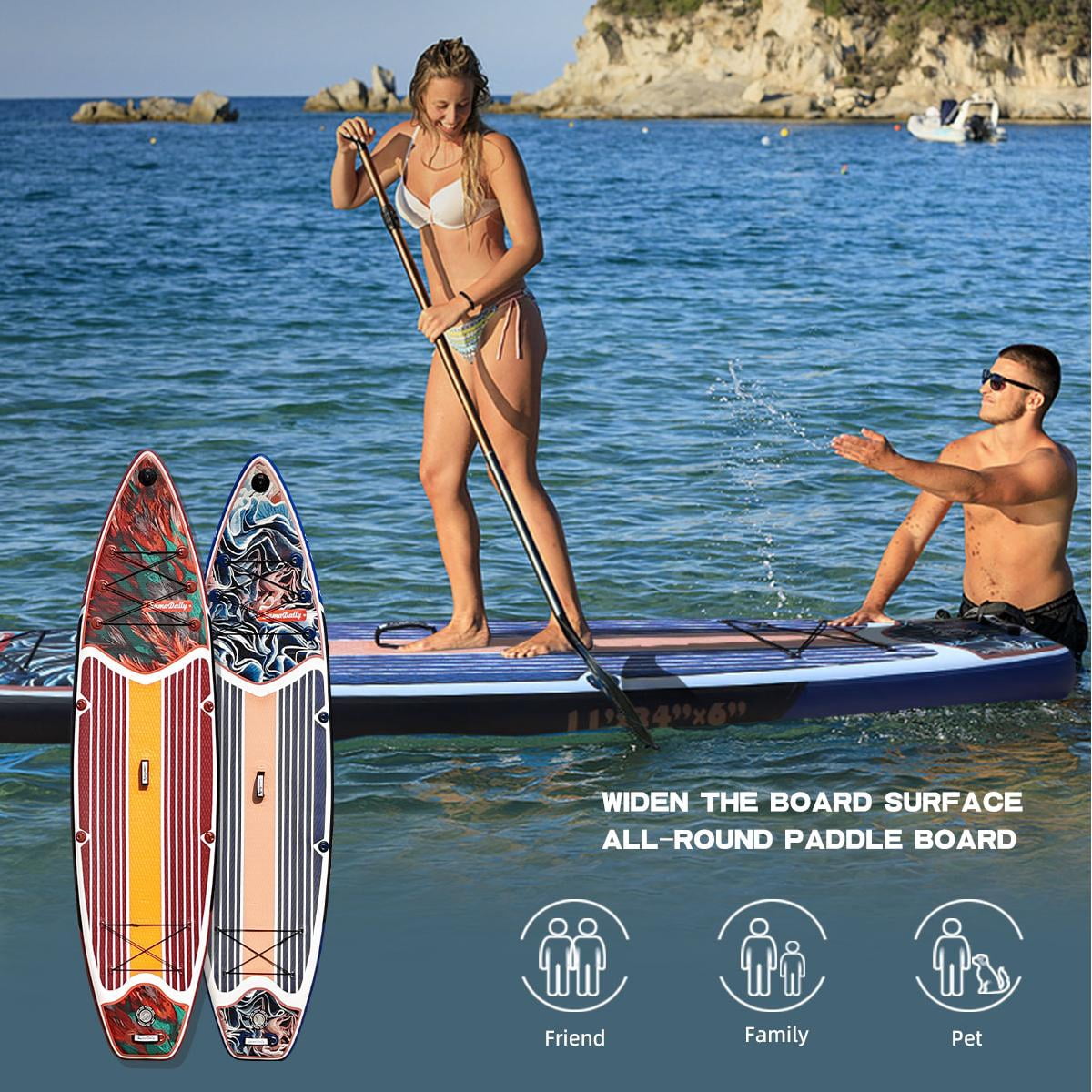 SamamDally 11'x 34" Inflatable Paddle Boards for Adults, Extra Wide SUP Paddleboards with Premium Accessories, Adjustable Paddle, Removable Fins, Hand Pump & Waterproof Bag
