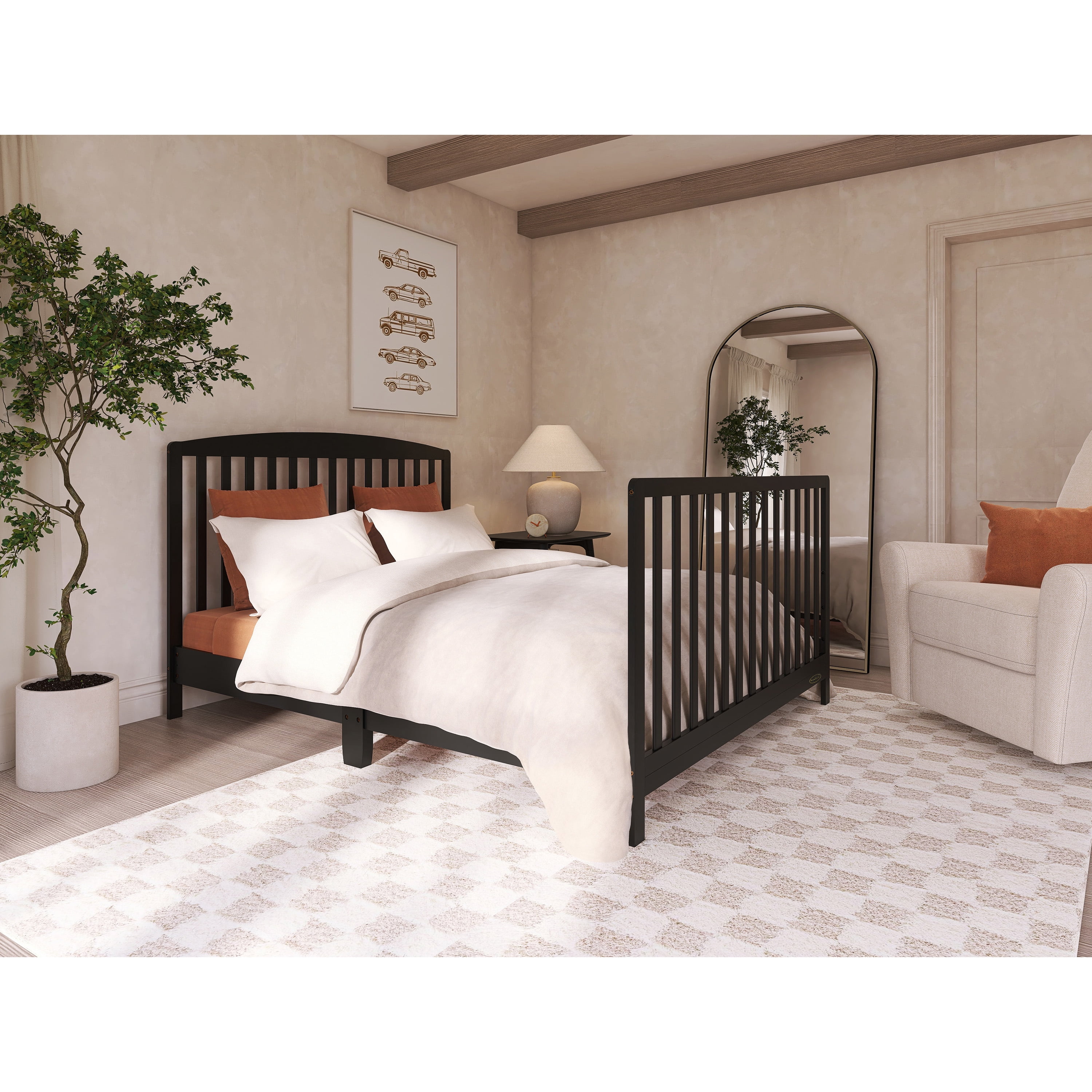Nursery Bundle, Dream On Me Odelle 5 in 1 Crib in Matte Black and Crib & Toddler Mattress Bundle