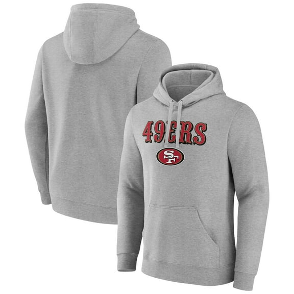 Men's Gray San Francisco 49ers Primary Logo Team Lockup Fitted Pullover Hoodie