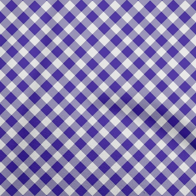 oneOone Polyester Spandex Blue Fabric Gingham Check Sewing Material Print Fabric By The Yard 56 Inch Wide