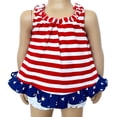 thumbnail image 2 of AnnLoren Baby Big Girls 4th of July Swing Stripes Stars Tank Top with Ruffle Trim and Bow, 2 of 8
