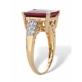 thumbnail image 2 of PalmBeach Jewelry Emerald-Cut Genuine Red Ruby and White Topaz Cocktail Ring 6.65 TCW in Gold-Plated or Sterling Silver, 2 of 5