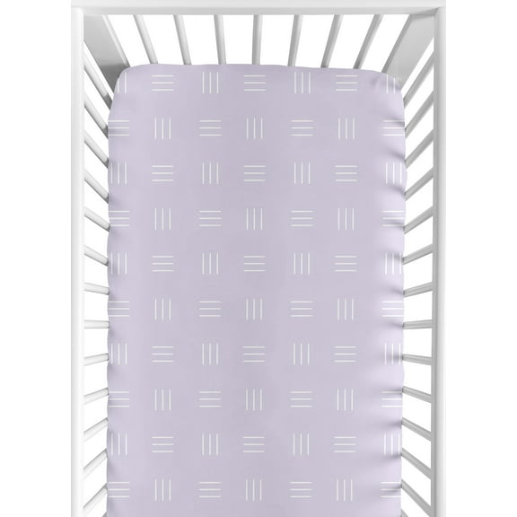 Sweet Jojo Designs Boho Hatch Lavender Purple and White Fitted Crib Sheet