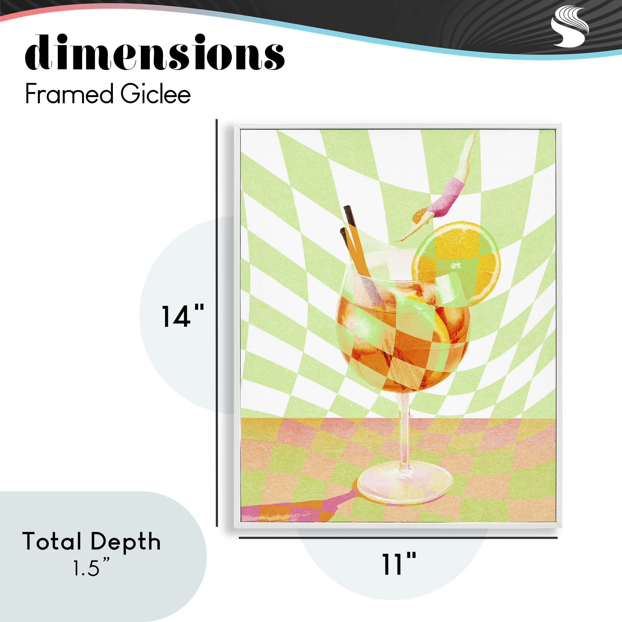 Retro Swimmer Summer Cocktail White Framed Giclee Art, design by Lil' Rue