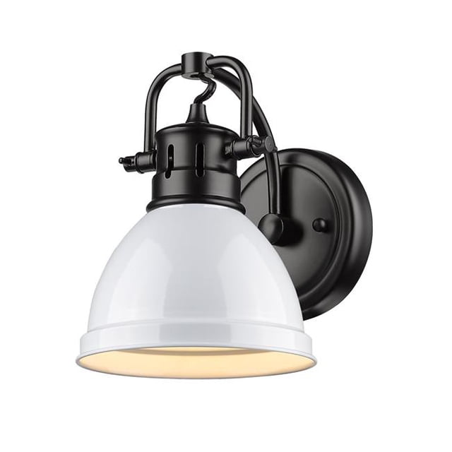 Golden Lighting 3602-BA1 BLK-WH Duncan 1 Light Bath Vanity with White Shade, Black