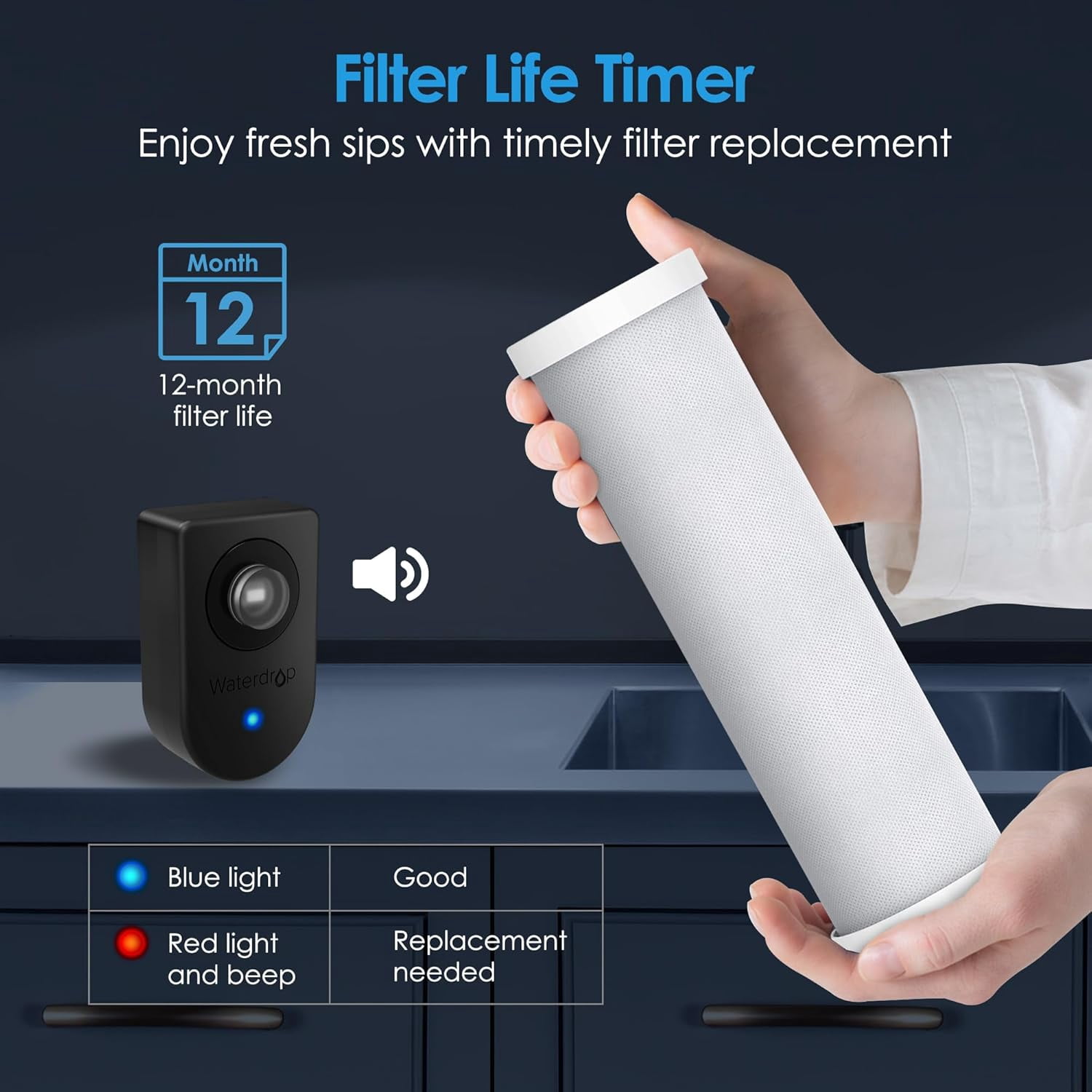 Restored Waterdrop AS13 Under Sink Water Filter System, Reduces Lead, Chlorine, Bad Taste & Odor, PFAS, No Drilling Required 6 Stage Stainless Steel Under Sink Water Filtration (Refurbished)