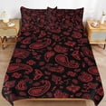 thumbnail image 6 of 3 Pcs Soft Bedding Set, Includes 1 Duvet Cover with Zipper And 2 Pillow Shams,RED PAISLEY Velvet Edition King(102"×90"), 6 of 8