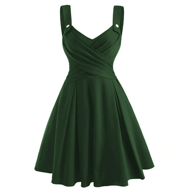 Gspmoly Robe d'Été, Robe à Bretelles Unie pour Femme Sans Manches à Col en V, Robe Aguichant, Robes de Soirée pour Femmes Offres Prime