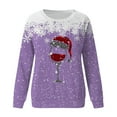 thumbnail image 4 of lcziwo Chandail pour Femmes Léger Verres de Vin Rouge Graphiques Chandails de Noël Léger à Manches Longues Chandail à Col Rond Automne Hiver 2024 Violet,G, 4 of 4