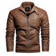 thumbnail image 5 of Chaqueta de cuero PU de cuello delgado para motocicleta de otoño e invierno para hombre, además de abrigo cálido de terciopelo vintage para hombre, 5 of 5