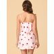 thumbnail image 4 of Pijama De Corazón De Satén Para Mujer Mini Vestido De Salón De Encaje Sexy Rosa S, 4 of 5
