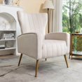 thumbnail image 1 of Silla de acento de terciopelo con patas de metal, sillón tapizado moderno, silla lateral de espalda para salón dormitorio pequeños espacios, 1 of 5