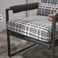 thumbnail image 5 of Metal Frame Accent Chair with Open Armrest, Upholstered Living Room Chair, Single Sofa Armchair with Thick Backrest and Lumbar for Bedroom/Office/Cafe,  Houndstooth, 5 of 7