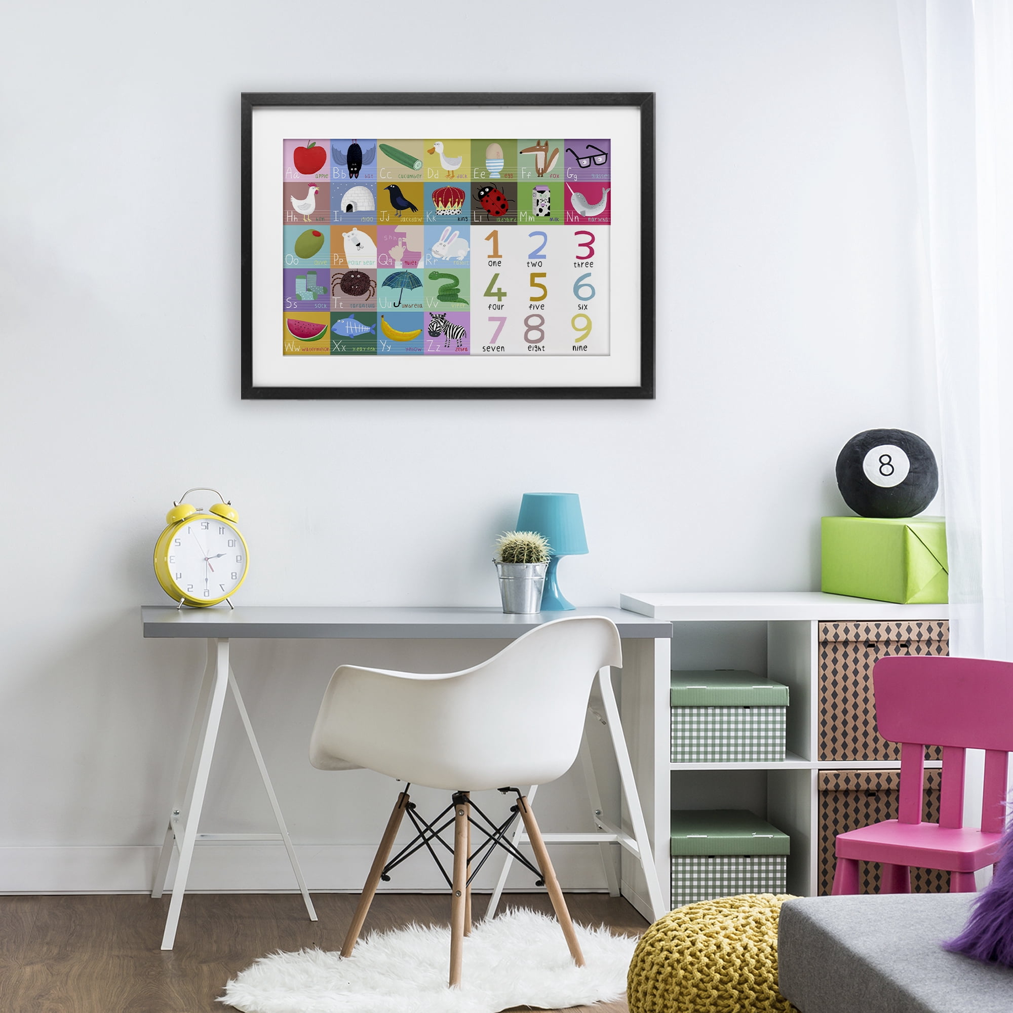 Stupell Industries Alphabet & Numbers First Words Black Framed Print Under Glass, design by Carla Daly